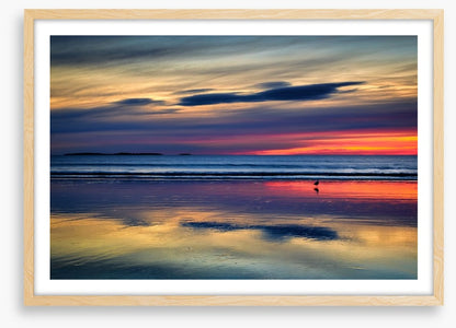 Sunset beach reflections