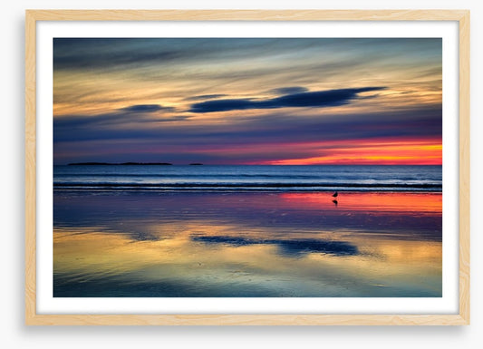 Sunset beach reflections