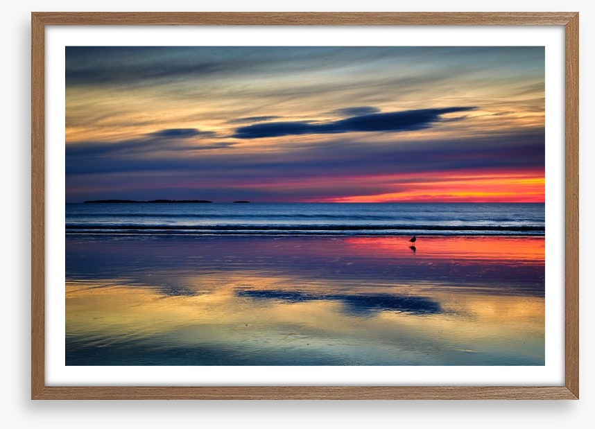 Sunset beach reflections