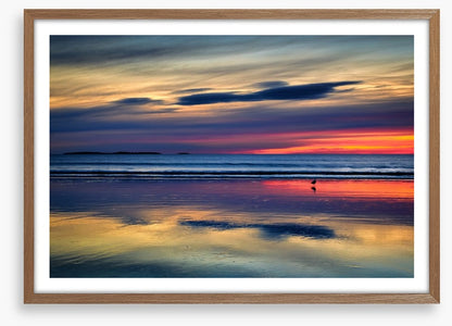 Sunset beach reflections