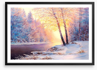Winter river sunlight