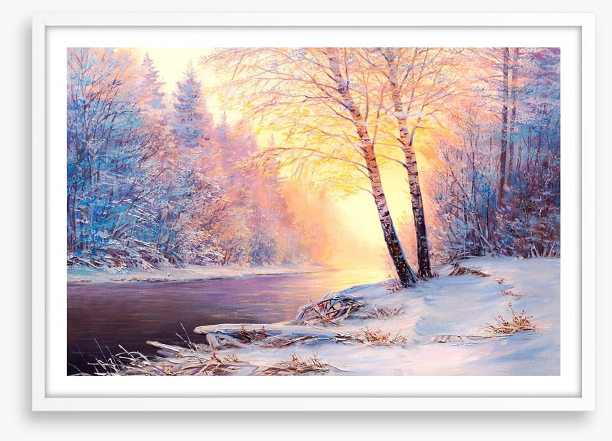 Winter river sunlight