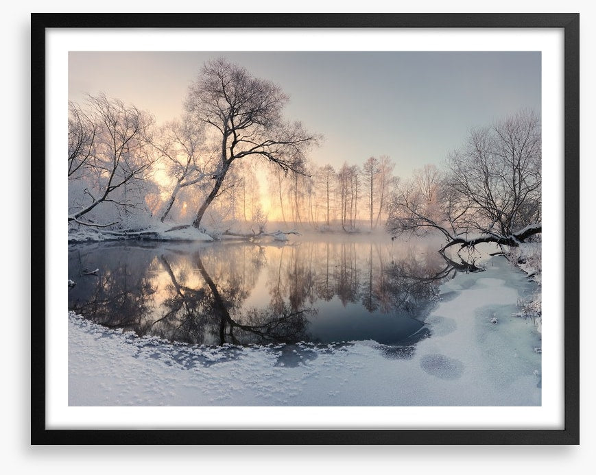 Frosty morning pond