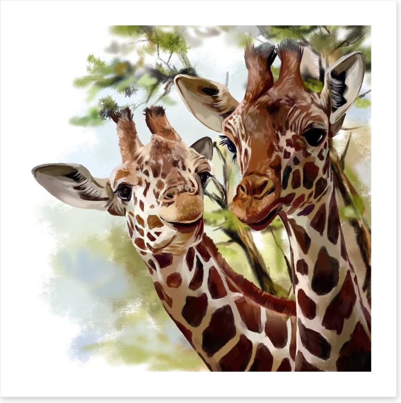 Giraffe and calf