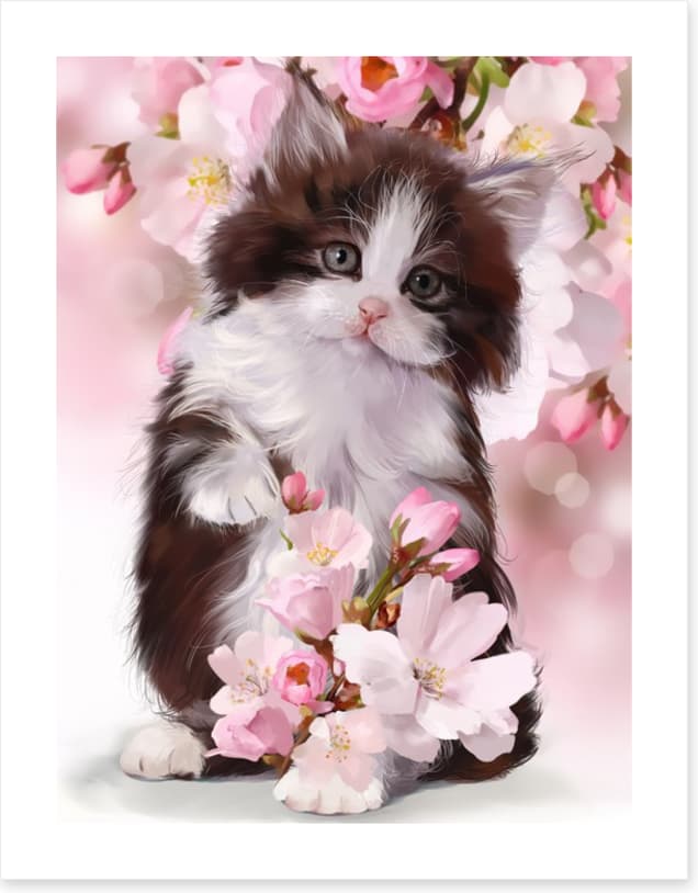 Kitten in the blossom