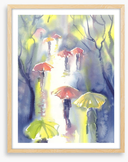 Umbrellas in the rain