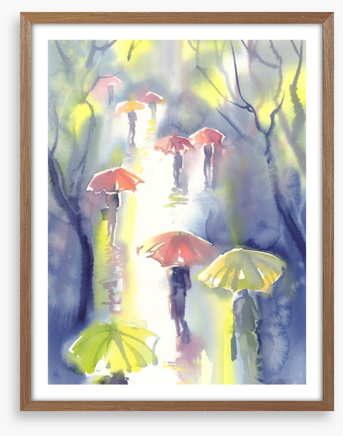 Umbrellas in the rain