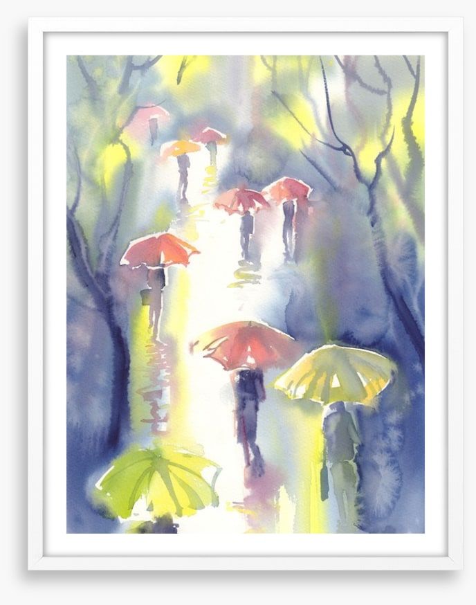 Umbrellas in the rain