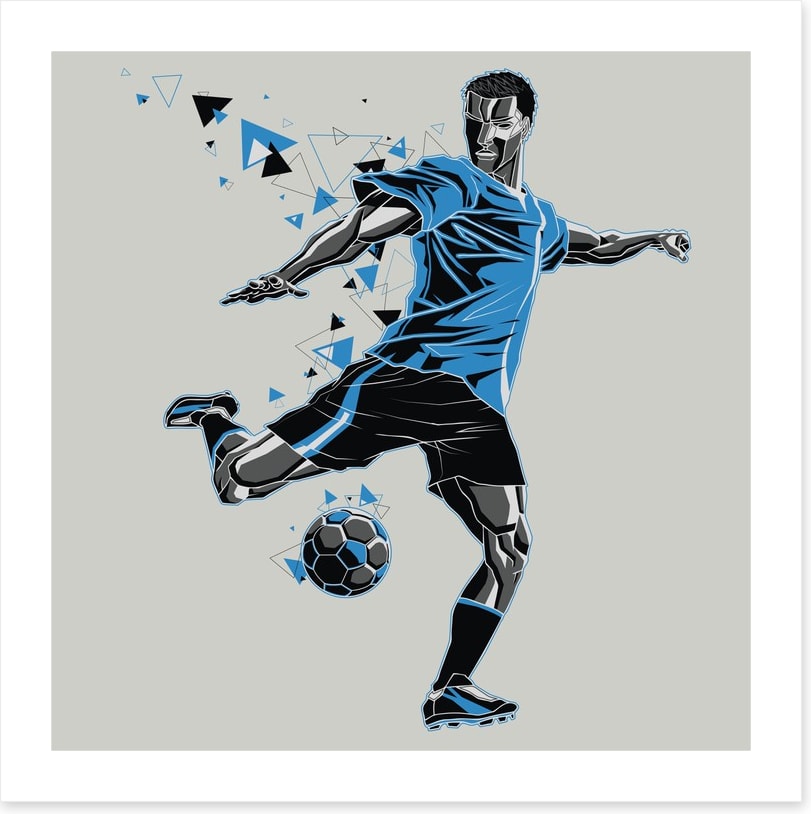 The soccer player in blue