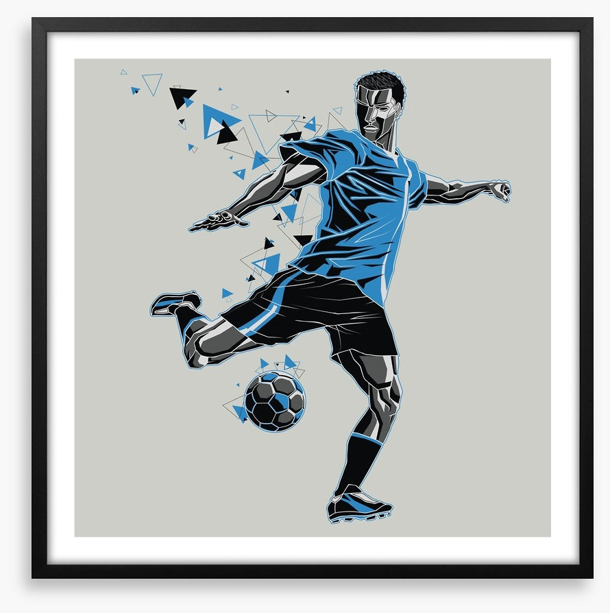 The soccer player in blue