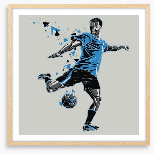 The soccer player in blue