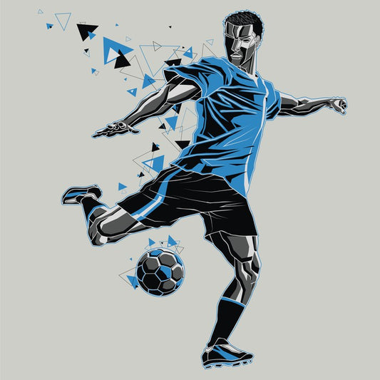 The soccer player in blue