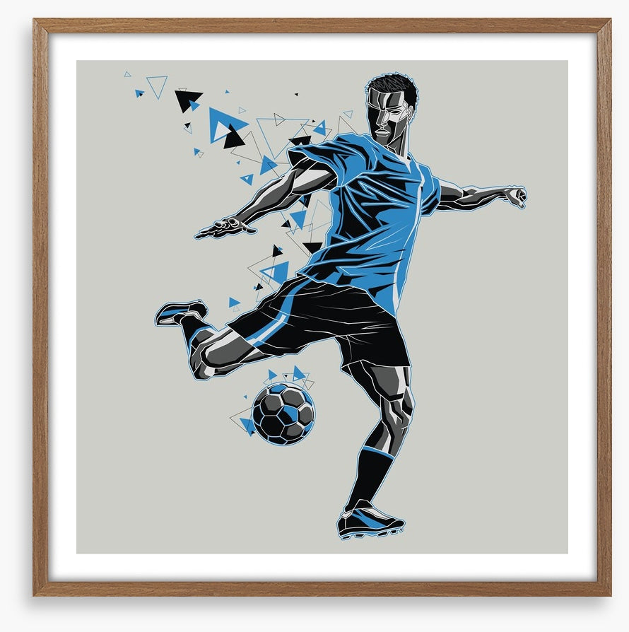 The soccer player in blue