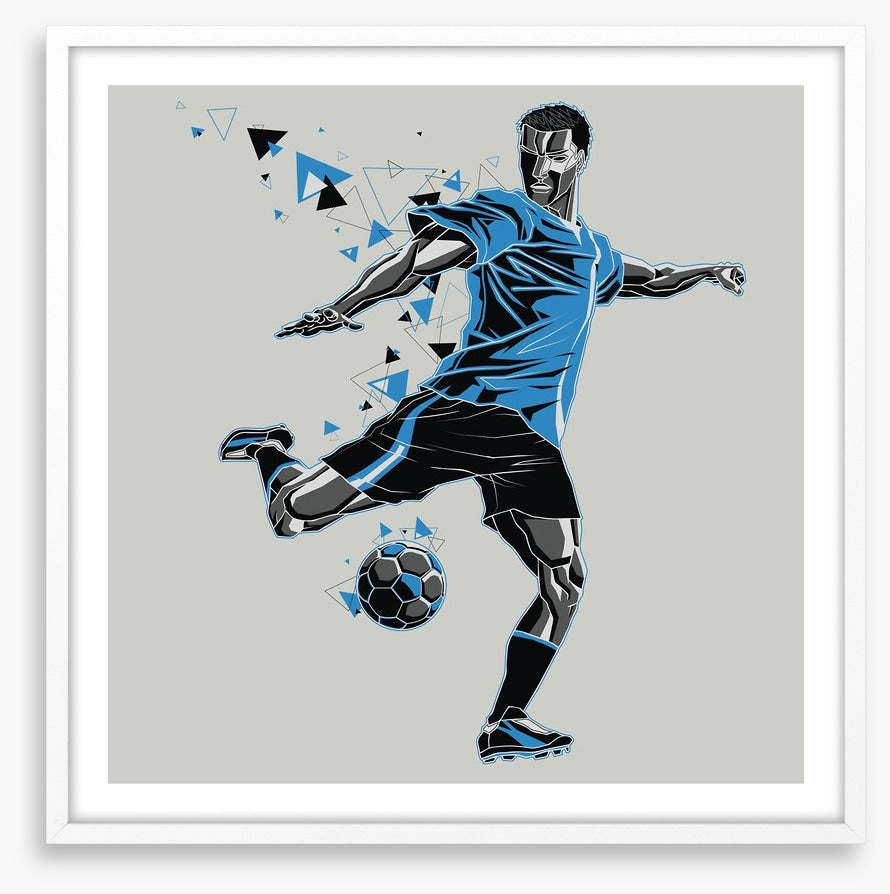 The soccer player in blue