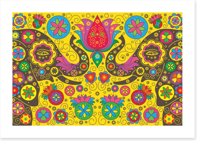 Elephants and lotus