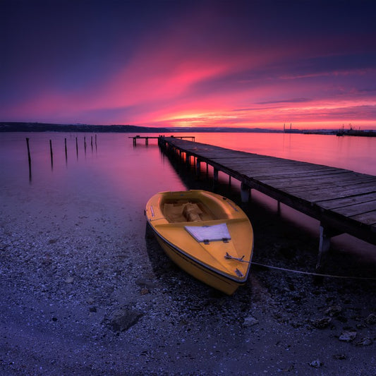 Sunset glow over the pier