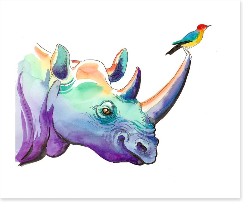 Rhino and bird
