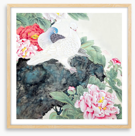 Two peony birds