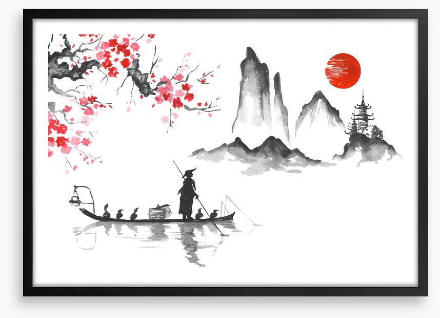 Blood moon and mountain
