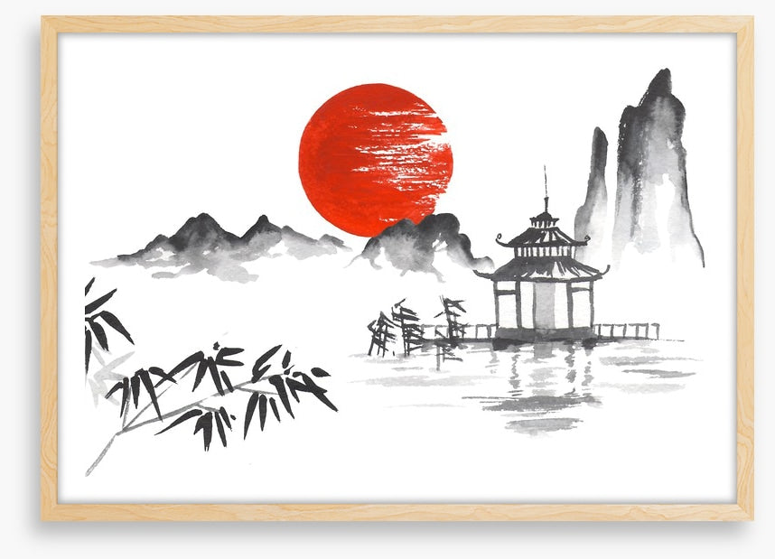 Blood moon and pagoda