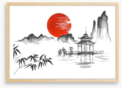 Blood moon and pagoda