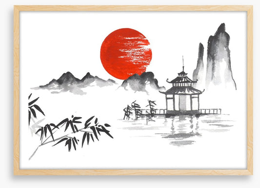 Blood moon and pagoda