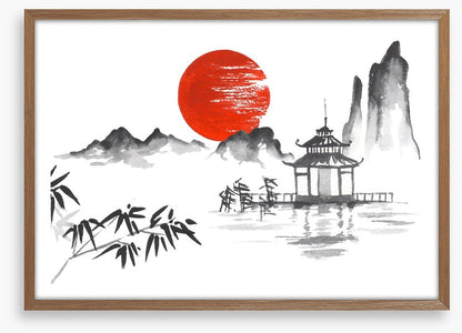 Blood moon and pagoda