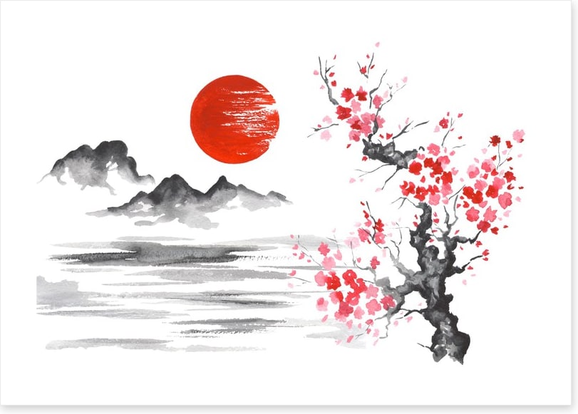 Blood moon and blossom