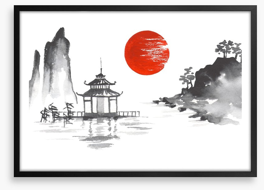 Blood moon and temple