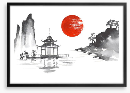 Blood moon and temple