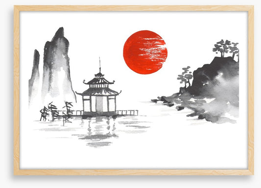 Blood moon and temple