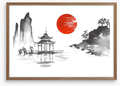 Blood moon and temple