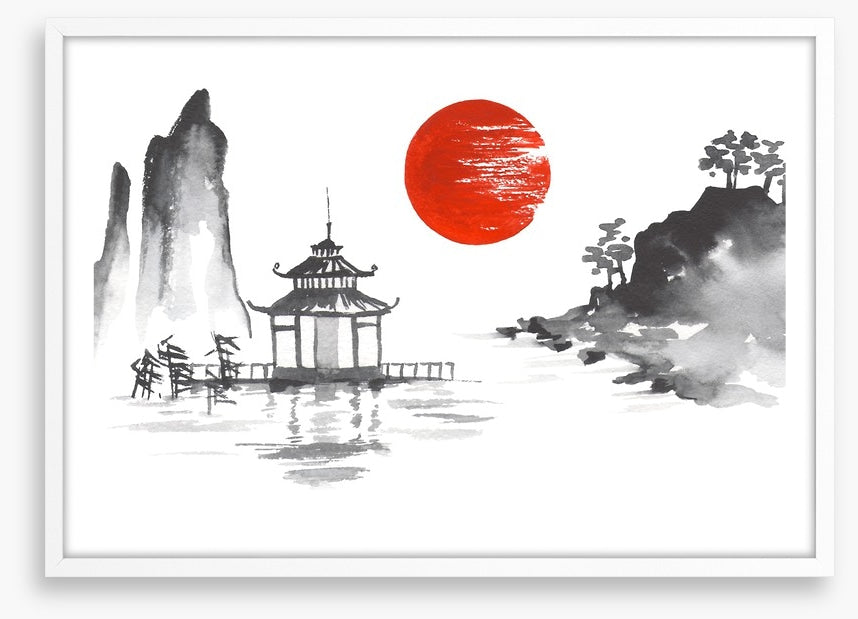 Blood moon and temple