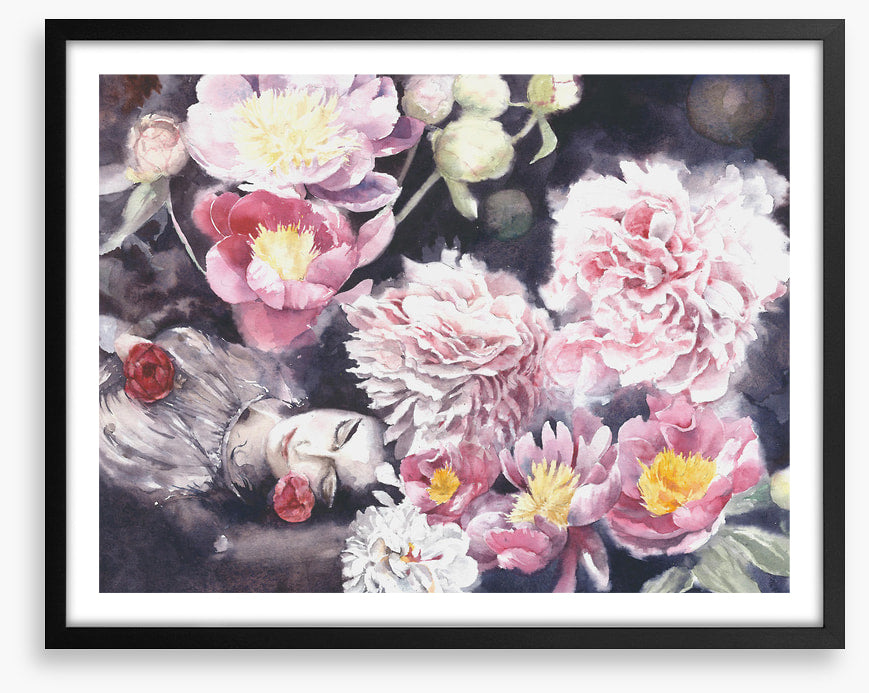 Sleeping under the peonies