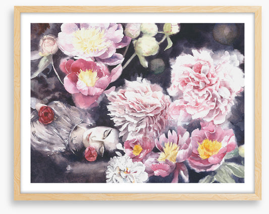 Sleeping under the peonies