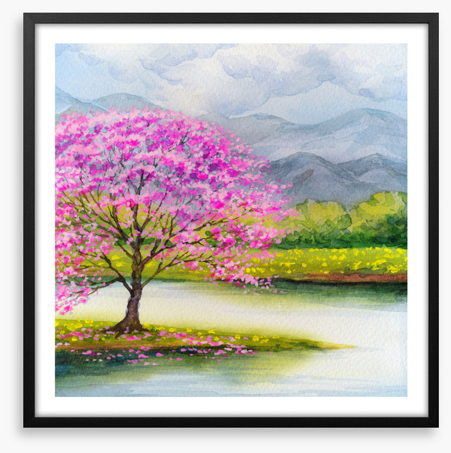 Pink blossom lake