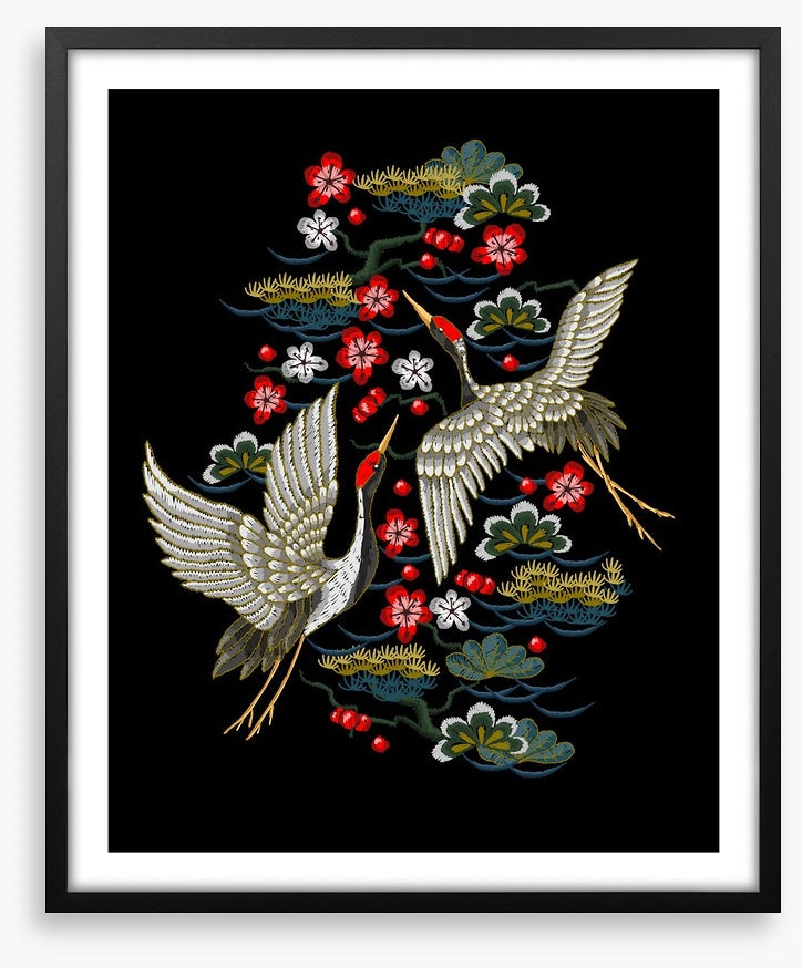 Red flower cranes