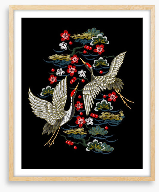 Red flower cranes