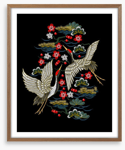 Red flower cranes