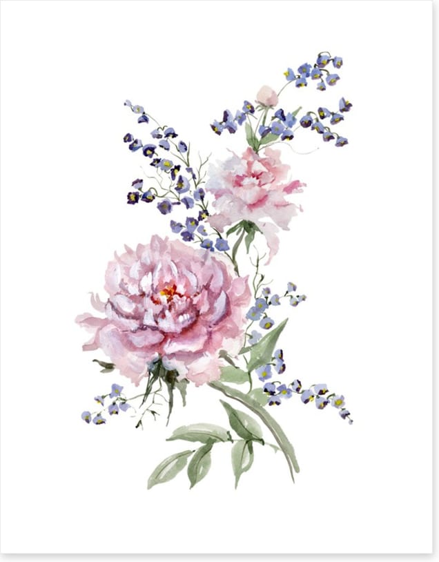 Peony bluebell blooms