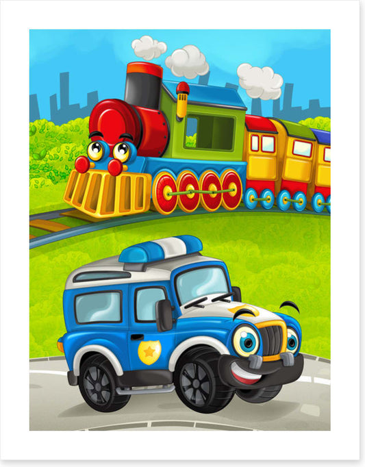 Police truck and train