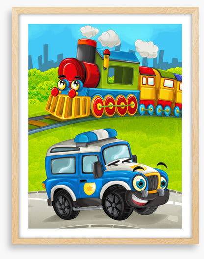 Police truck and train