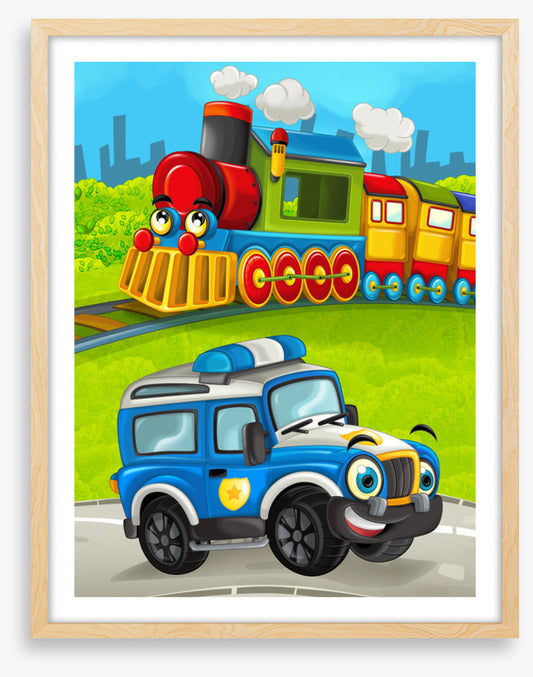 Police truck and train