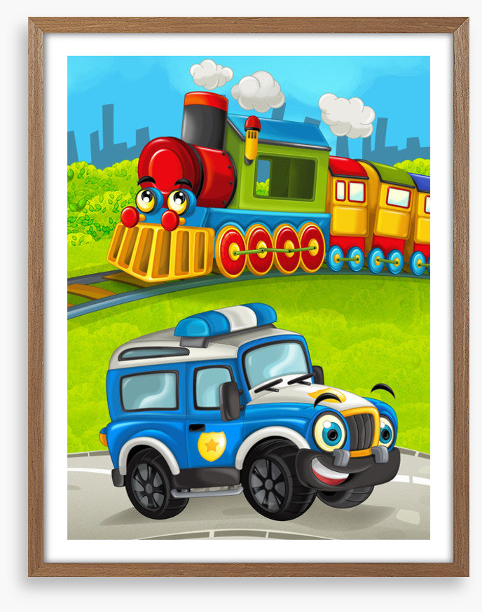 Police truck and train