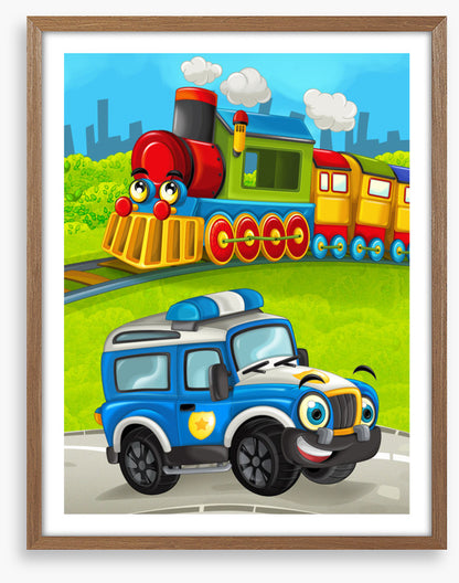 Police truck and train