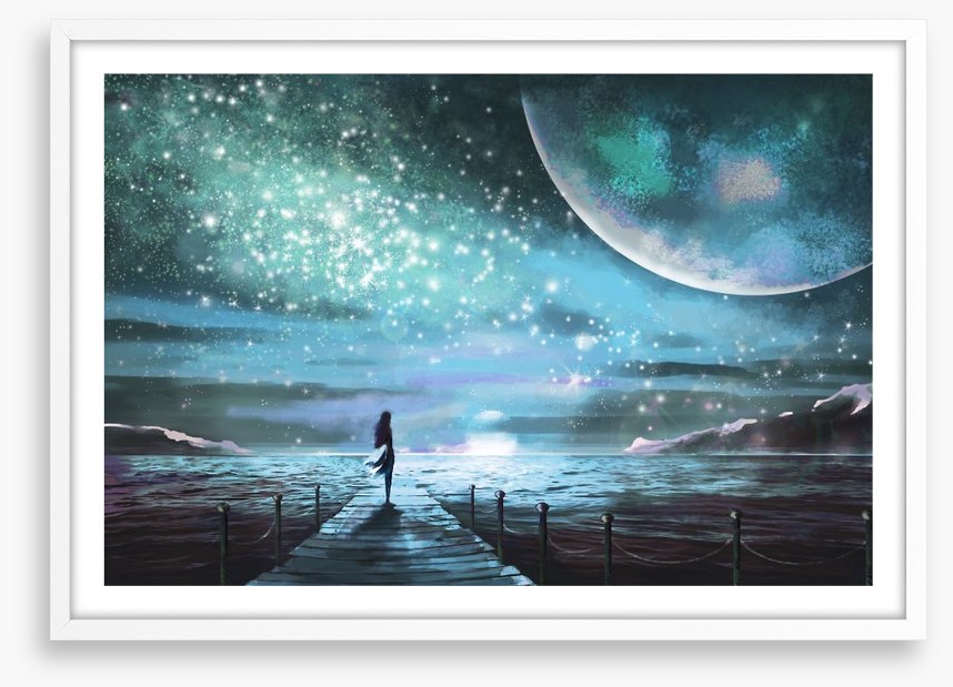 On the moonlit pier