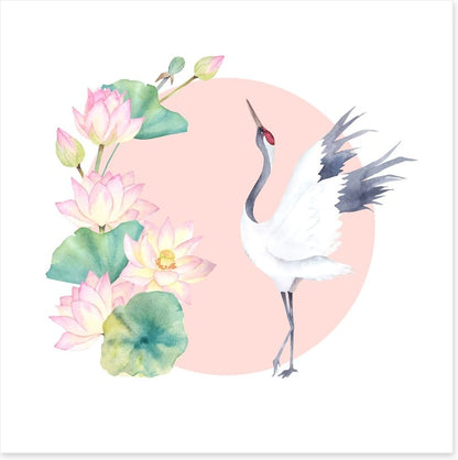 Pink lotus crane