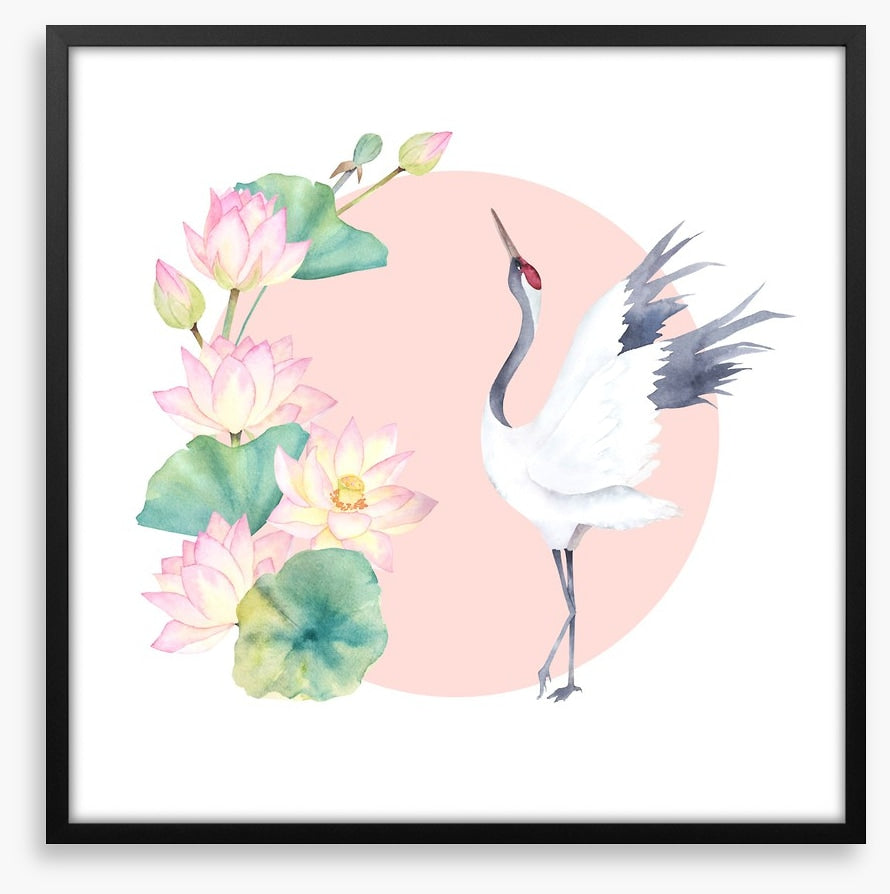 Pink lotus crane