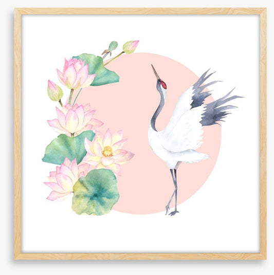 Pink lotus crane