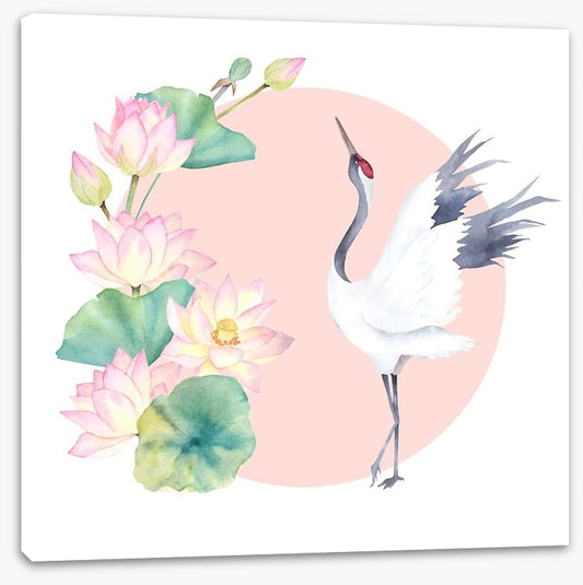 Pink lotus crane